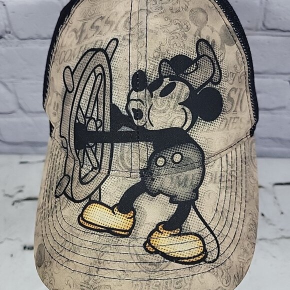 Disneyland Hat Mickey Retro Steamboat Willy Adult One Size Strapback Cap NEW - Picture 2 of 7
